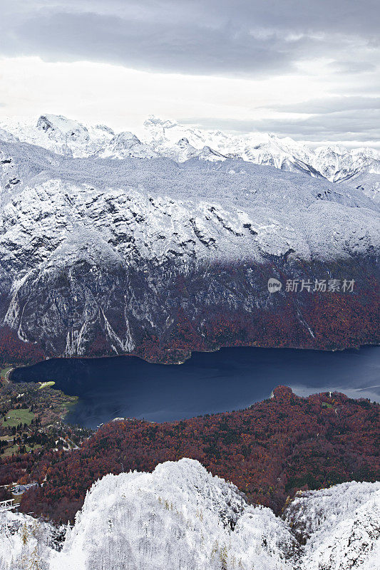 Bohinj湖与Julian Alps和Triglav